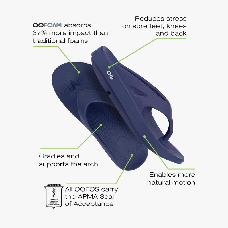 OOFOS Ooriginal Recovery Sandal, Navy - Womenâ€™s Size 13, Menâ€™s Size 11 - Image 4